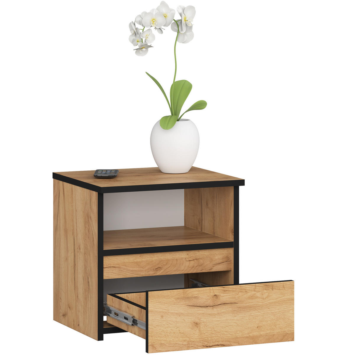 NACHTTISCH Eiche Craft 40x35x40 cm - Eichefarben, Holzwerkstoff (40/40/35cm) - Akord