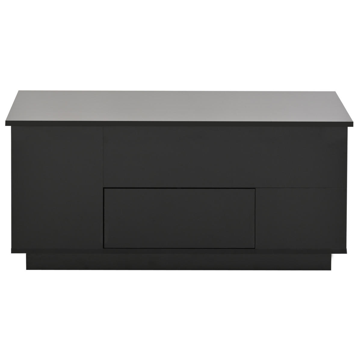 COUCHTISCH höhenverstellbar 100 x 50 cm Hochglanz Schwarz mit 2 Hockern - Schwarz, Holzwerkstoff (100/50/59cm) - Meubliv