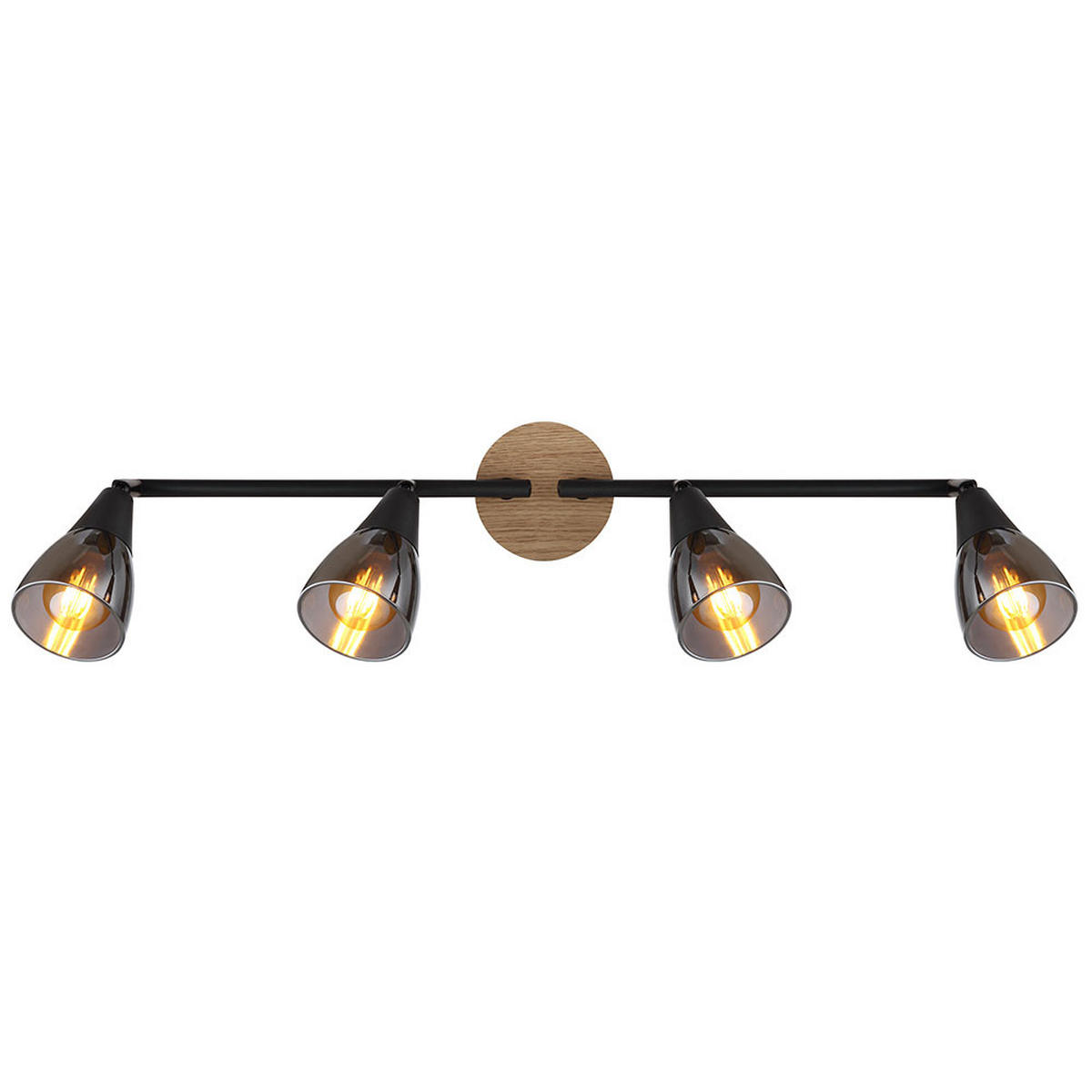 DECKENLEUCHTE Metall Glas Rauchfarben Schwarz - Schwarz, Holz (60/10/19cm) - Globo Lighting