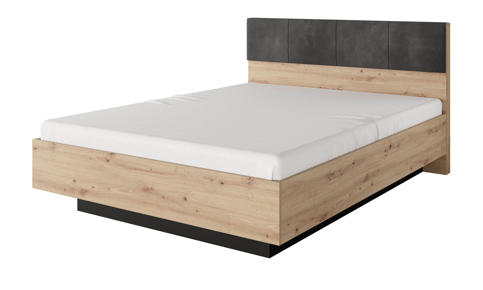 Feldmann-Wohnen Bett Eiche, Anthrazit 160x200 cm