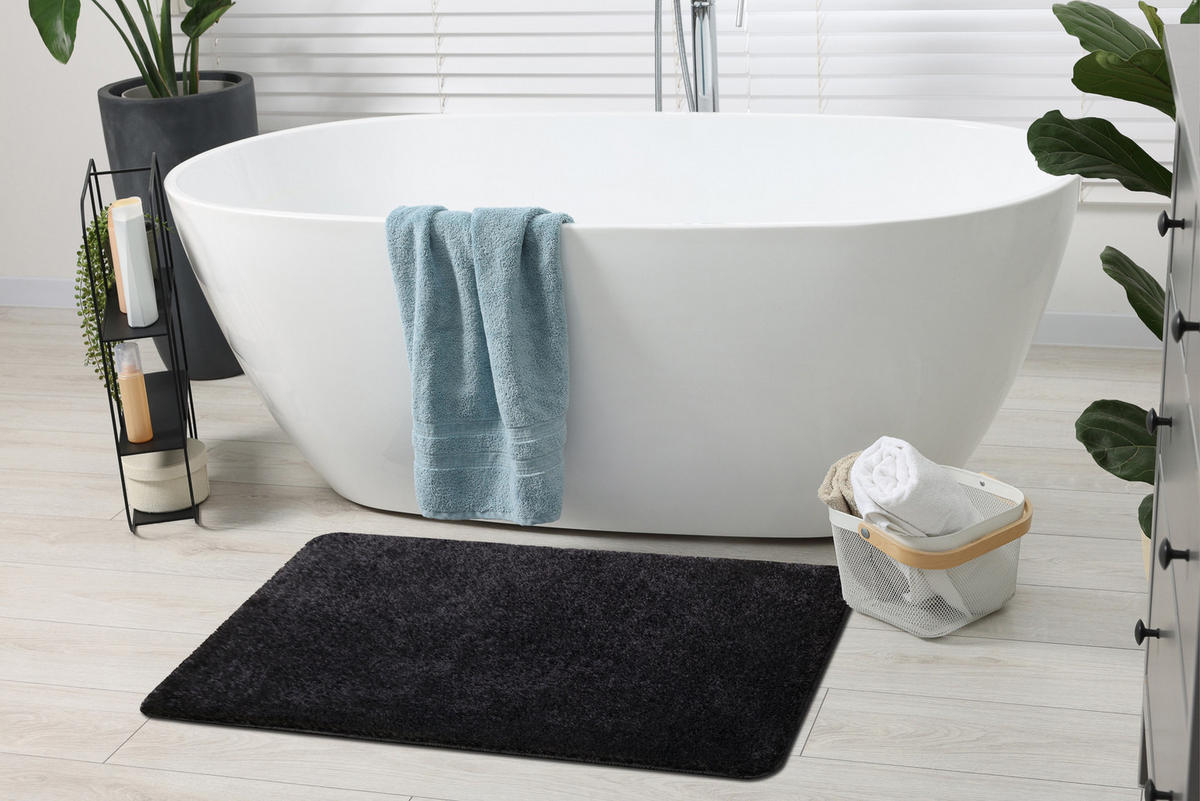 BADLÄUFER SANTA, eben, 60/100 cm - Schwarz, Textil (60/100cm) - rugsX