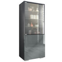 VITRINE Granada Grau Hochglanz - Grau, Holzwerkstoff (50/122.5/34.5cm) - Vladon