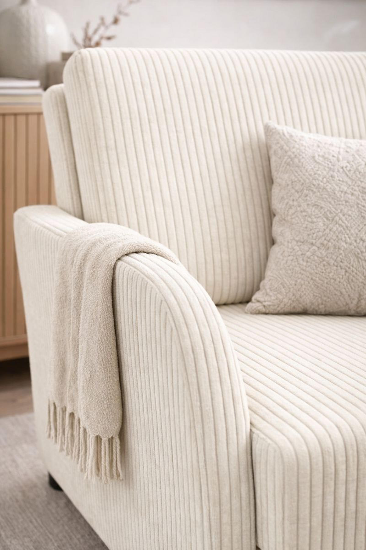 BETTSOFA TIGO Creme Velours-Stoff mit Schlaffunktion - Creme, Textil (105/88/120cm) - MASSENO