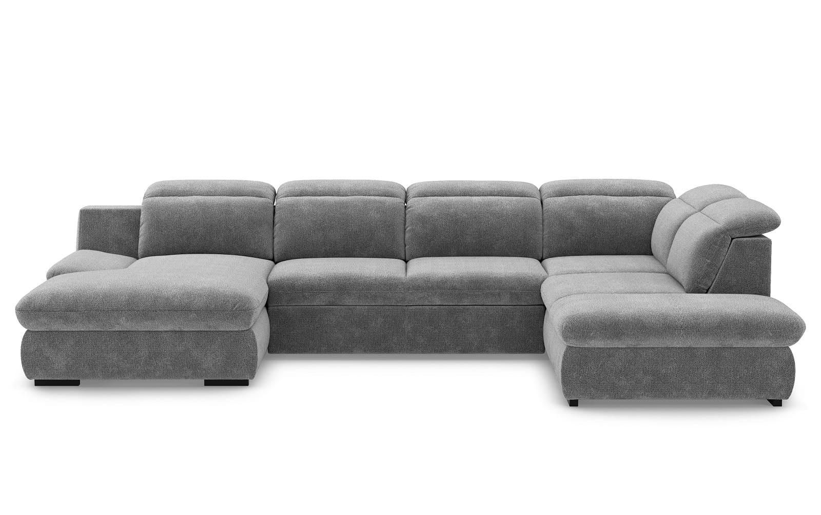 WOHNLANDSCHAFT mit Schlaffunktion und Bettkasten, verstellbare Kopflehnen - Schwarz/Grau, Kunststoff/Textil (218/80/341cm) - Cotta