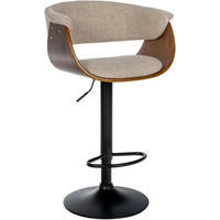 BARHOCKER Vestal 90-111x60x51 cm walnuss/creme - Nussbaumfarben, Metall (60/90/51cm) - furnicato