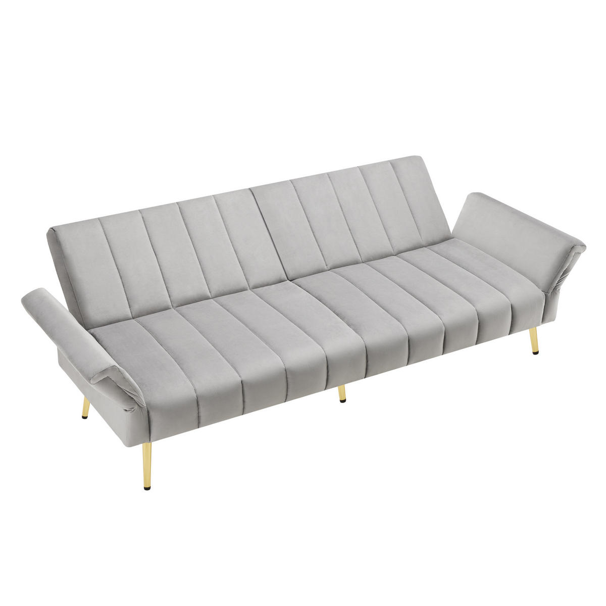 SOFA Schlaffunktion Klappbar Samtstoff Hilfsfüße Modern Gästezimmer - Grau, Holz (83.82/24.77/43.69cm) - FLIEKS