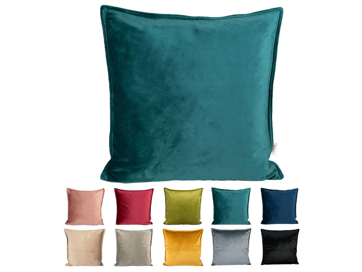 KISSENHÜLLE Samt&Sonders petrol 45/45 cm - Petrol, Textil (45/45cm) - beties Heimtextil