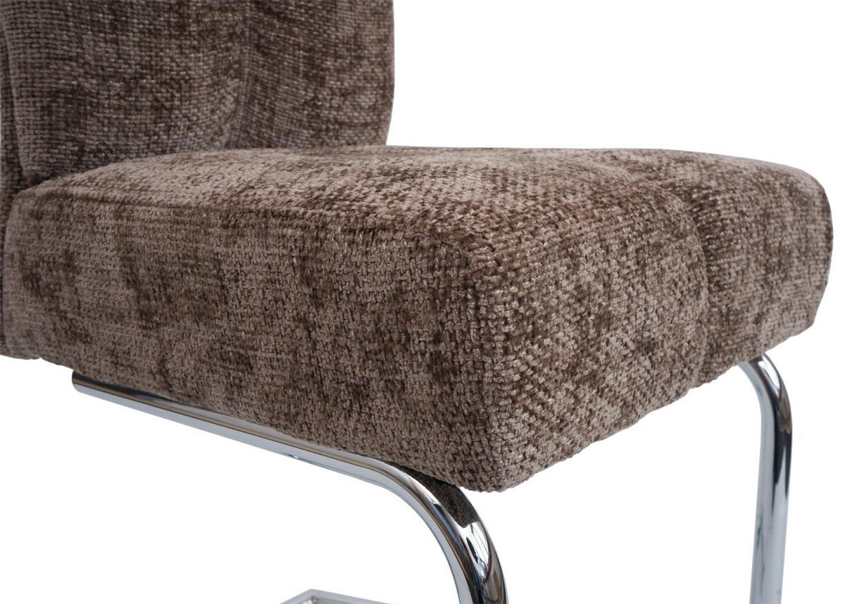 ESSZIMMERSTUHL 6er-Set gepolstert 105x46x60cm Sitzhöhe 53cm Metall Stoff/Textil Chenille Braun - Braun, Textil (46/105/60cm) - CHEFGASTRO