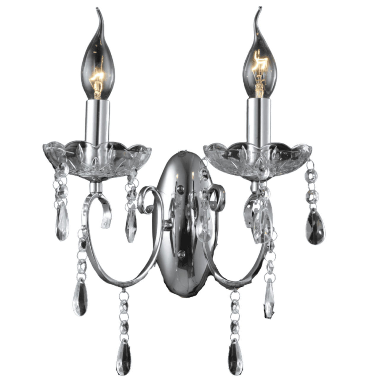 WANDLEUCHTE Pavia, Silber/Chrom, 28cm - Chromfarben, Glas (20/28/25.5cm) - KOSILUM