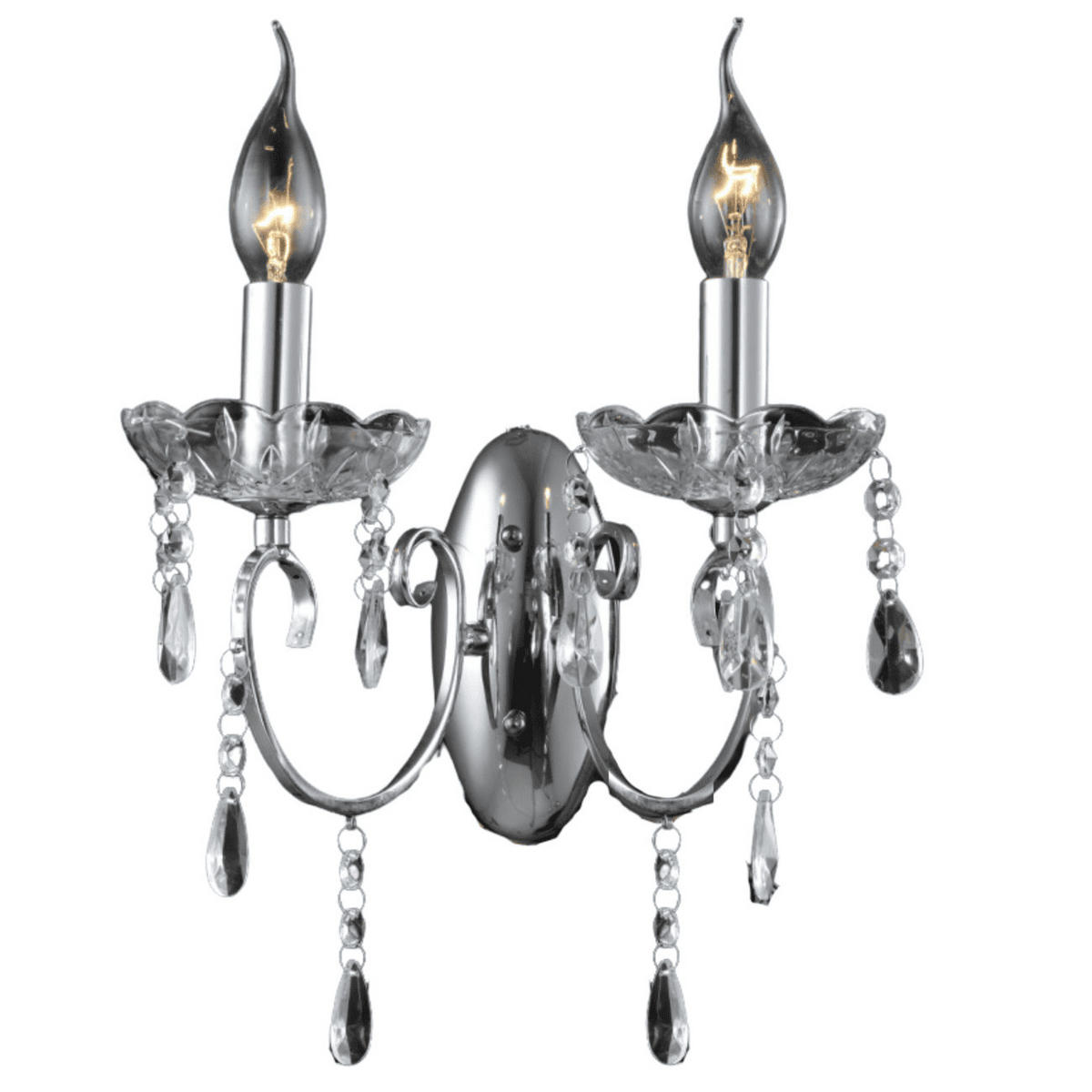WANDLEUCHTE Pavia, Silber/Chrom, 28cm - Chromfarben, Glas (20/28/25.5cm) - KOSILUM