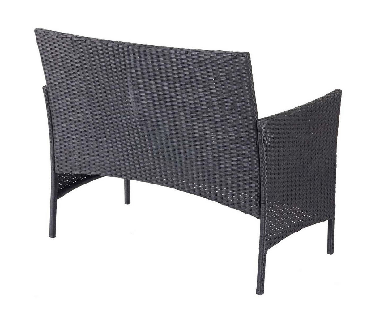 POLY-RATTAN GARNITUR Schwarz, Cremeweiß - Schwarz/Weiß, Kunststoff - MCW