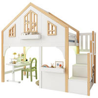 HAUSBETT 90/200 cm in Weiß aus Kiefer mit LED und Stauraumtreppe - Weiß, Holzwerkstoff (90/200cm) - BEAOK