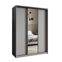SCHWEBETÜRENSCHRANK TAVI 150/205/60 cm 3-türig mit Spiegel Graphitfarben - Graphitfarben, Holzwerkstoff (150/205/60cm) - MASSENO