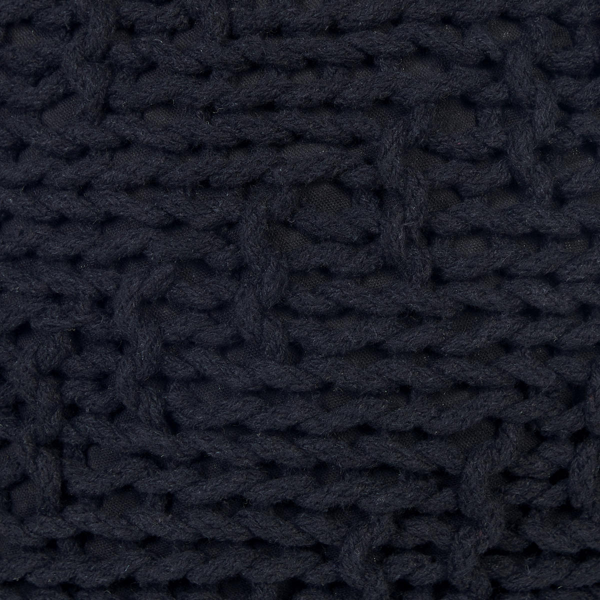 POUF Priene 50/50/35 cm - Schwarz, Naturmaterialen/Textil (50/35/50cm) - Beliani