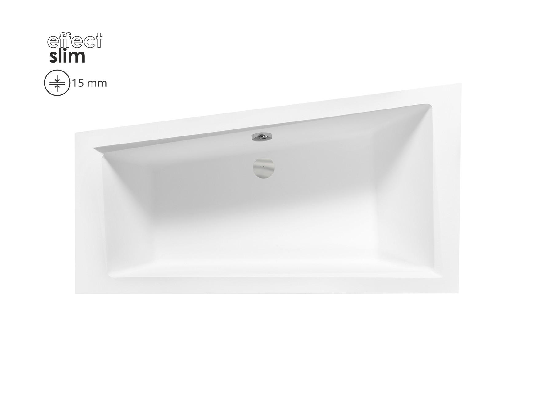 BADEWANNE Eckwanne INTIMA SLIM 160/90 Links mit Styro Ablauf Füße - Weiß, Kunststoff (90/55.5/160cm) - bad land