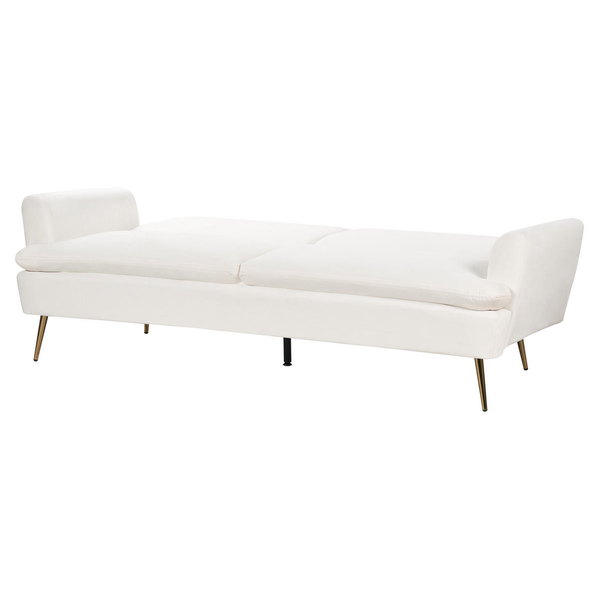 3-SITZER-SCHLAFSOFA Samtstoff Cremeweiß Vettre - Goldfarben/Weiß, Textil (210/88/84cm) - Beliani
