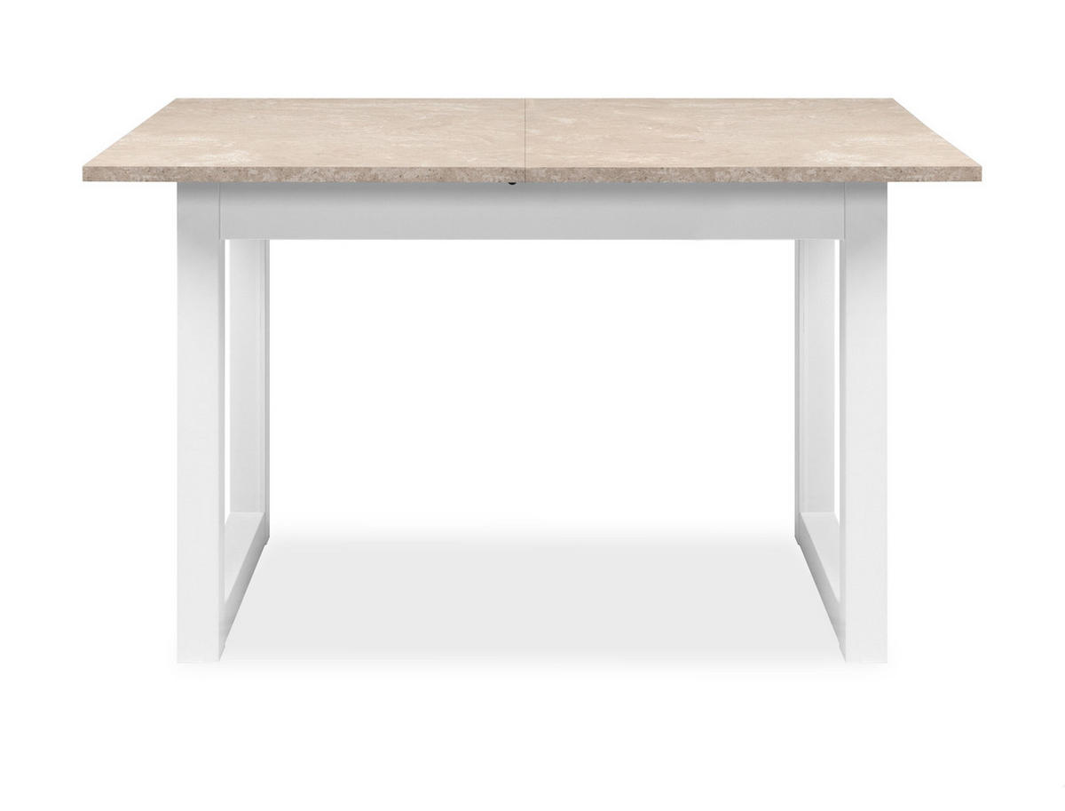 ESSTISCH weiß, Sandstein 120 - 160 cm, Küchentisch ausziehbar - Sandfarben/Weiß, Holzwerkstoff (80/120/75cm) - Furn.Design