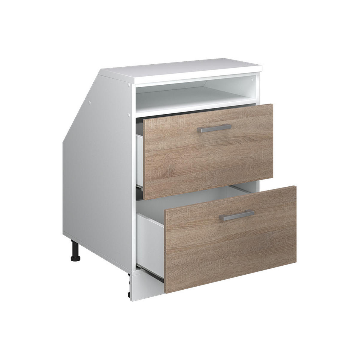 ŠIKMÁ SKRIŇA Rion Sonoma 60 x 81.6 cm s 2 zásuvkami, korpus skrine hĺbka 60 cm - biela/dub sonoma, kompozitné drevo (60/83.8/60cm) - Vicco