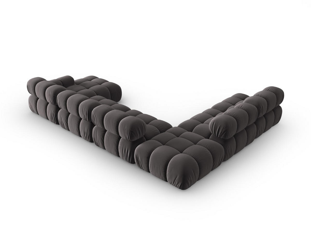 MODULARES-PANORAMASOFA links Bellis aus Samt dunkelgrau 7 Sitzplätze - Dunkelgrau, Textil (282/63/379cm) - Micadoni