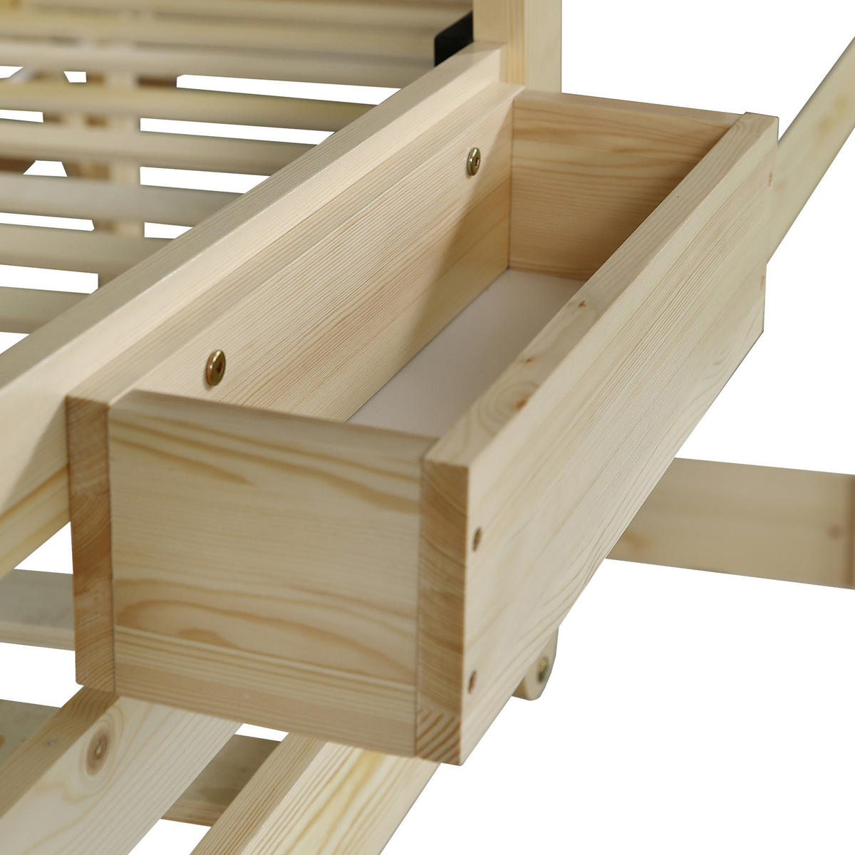 HAUSBETT 90/200 cm Weiß, Natur - Ahornfarben/Weiß, Holz - Raumix