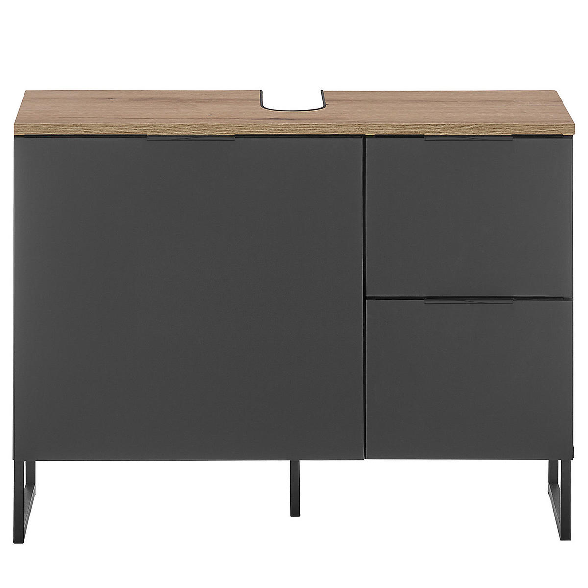 WASCHBECKENUNTERSCHRANK mit 1 Tür - Schwarz, Holzwerkstoff (80/60/35cm) - home24