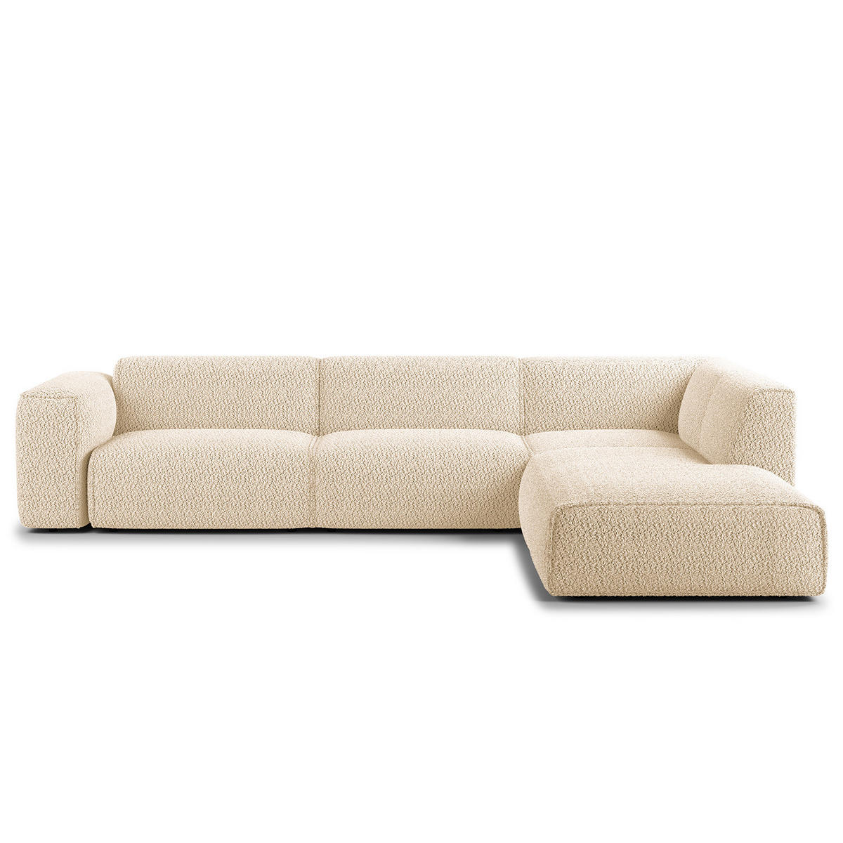 3-SITZER ECKSOFA mit Recamiere - Beige/Schwarz, Kunststoff/Textil (295/231cm) - home24