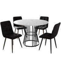 ESSGRUPPE DE-39139 runder 100 cm Tisch mit 4 Stühlen Schwarz - Schwarz, Holzwerkstoff (100/75/100cm) - ComfortXL