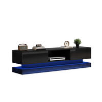 TV-LOWBOARD 160/35/40,5 cm mit 2 Schubladen und LED-Beleuchtung - Schwarz, Holzwerkstoff (160/40.5/35cm) - BEAOK