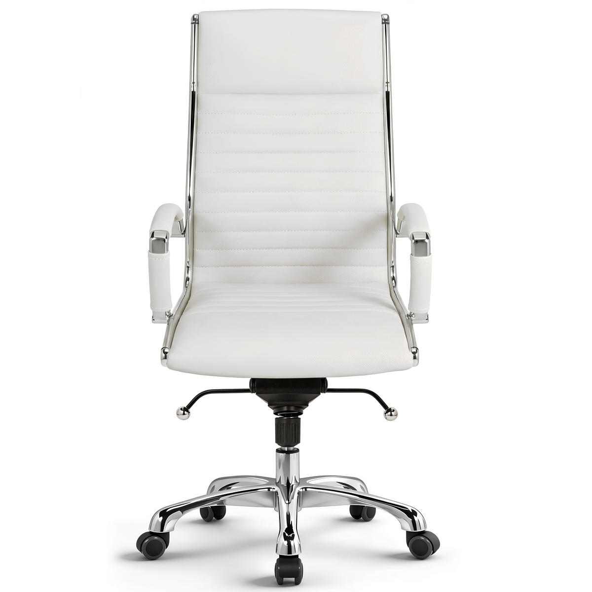BÜROSTUHL Montreal Echtleder Weiss – ergonomisch, 150 kg belastbar, Sitzhöhe 52-64cm - Weiß, Leder/Metall (60/121/60cm) - Versee
