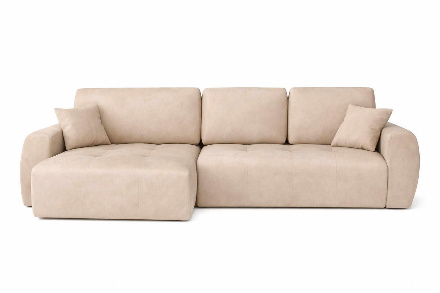 ECKSOFA Mit Schlaffunktion Und Bettkasten L-Form Ivo L, Veloursstoff Salvador, Beige, Links - Beige, Holz (250/142cm) - Kaiser Möbel
