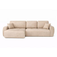 ECKSOFA Mit Schlaffunktion Und Bettkasten L-Form Ivo L, Veloursstoff Salvador, Beige, Links - Beige, Holz (250/142cm) - Kaiser Möbel