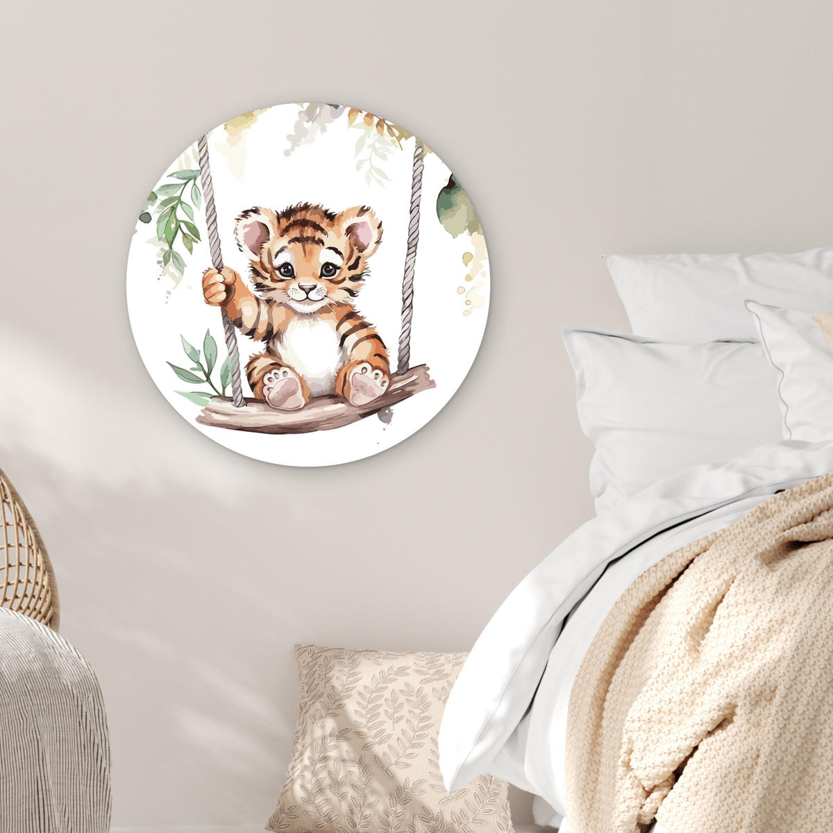 WANDBILD Tiger - Tier - Kinder - Dschungel Wanddeko Schlafzimmer 60x60 cm - Dunkelorange, Kunststoff (60/60cm) - MuchoWow