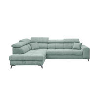 ECKSOFA mit Schlaffunktion und Bettkasten, Luxus-Mikrofaser - Blau/Schwarz, Textil/Metall (282/198cm) - ed exciting design