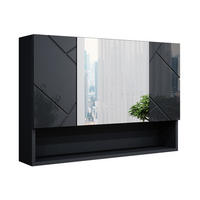 BADSPIEGELSCHRANK Irma Anthrazit Hochglanz 80.1 x 55 cm - Schwarz Hochglanz, Holzwerkstoff (80.1/55/17cm) - Vicco