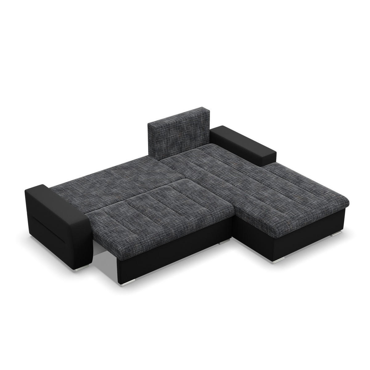 ECKSOFA MIT SCHLAFFUNKTION AURORA RECHTS, Schwarz + Schwarz - Schwarz, Textil (243/200cm)