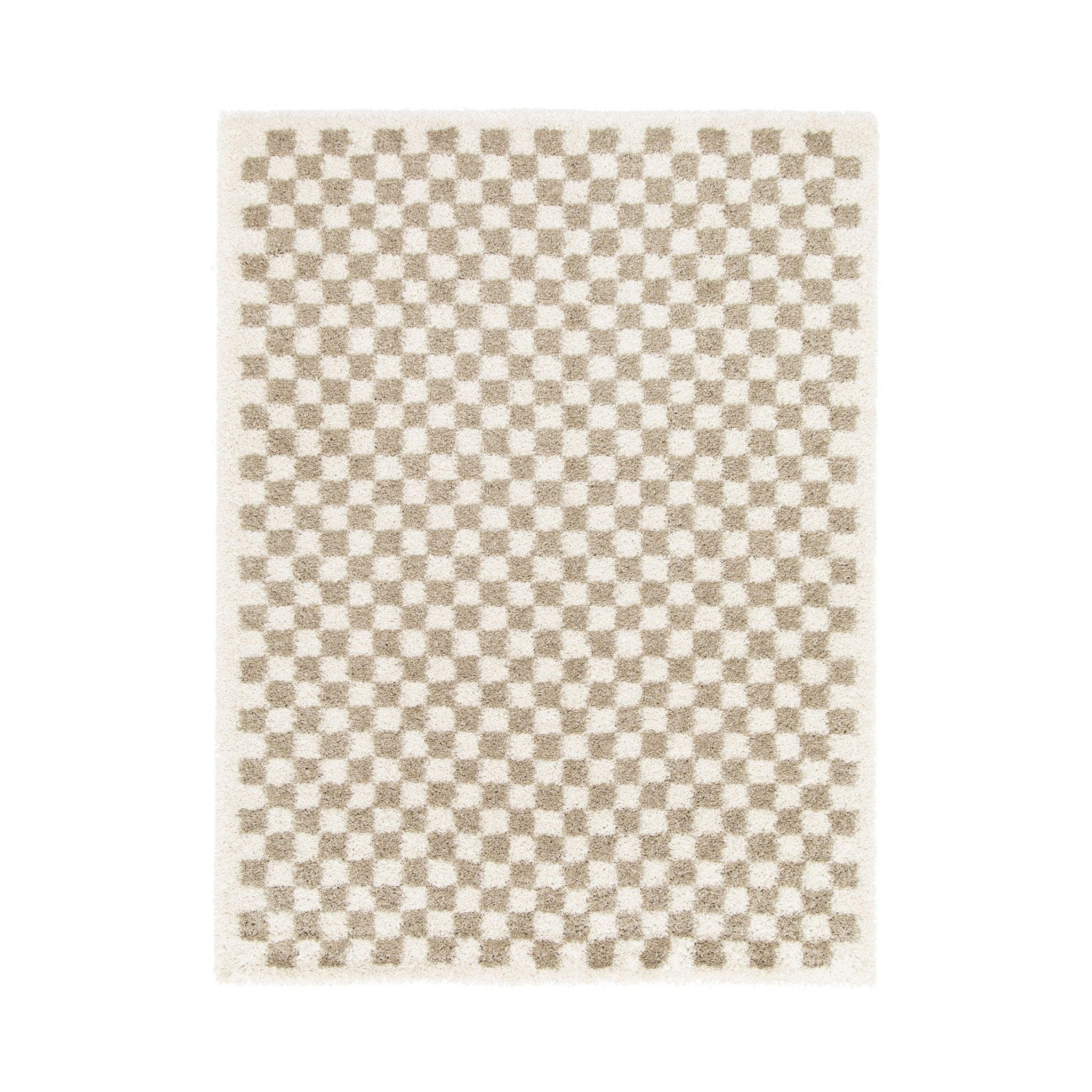 TEPPICH kariert langflorig weich voluminös beige - Beige, Textil (160/213cm) - AFK Living