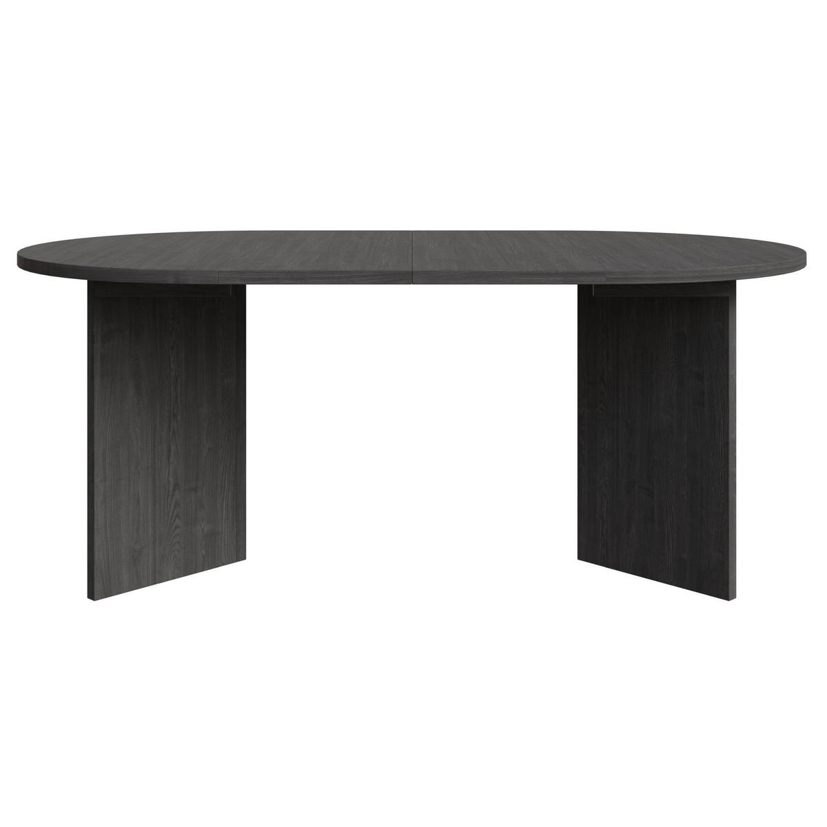 ESSTISCH Selsey Ovo rund, Holzoptik Esche Portland, ausziehbar, 110–190 × 110 cm - Schwarz, Holzwerkstoff (109.6/109.6/75cm) - Selsey