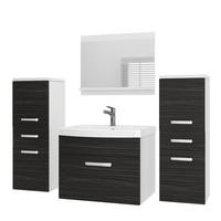 BADMÖBEL Badezimmer SET PRI M4, Ebenholz Matt, 120 cm - Schwarz, Holz (38.7/113.5/120cm) - B BELINI GROUP