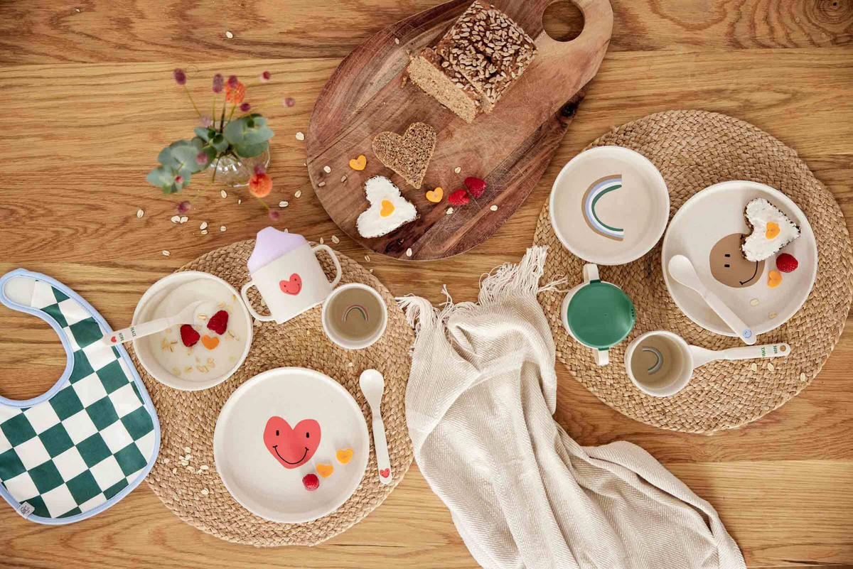 KINDER-GESCHIRR-SET Happy Rascals Herz 4er Set - Beige/Multicolor, Kunststoff (7.2/26/22.7cm) - Lässig