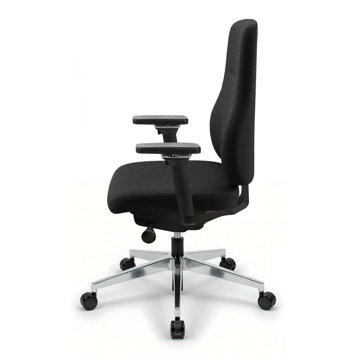BÜROSTUHL Naros Stoff/Mesh Schwarz - ergonomisch, 150 kg belastbar, Sitzhöhe 48-60cm - Schwarz, Kunststoff/Textil (65/106/67cm) - Versee