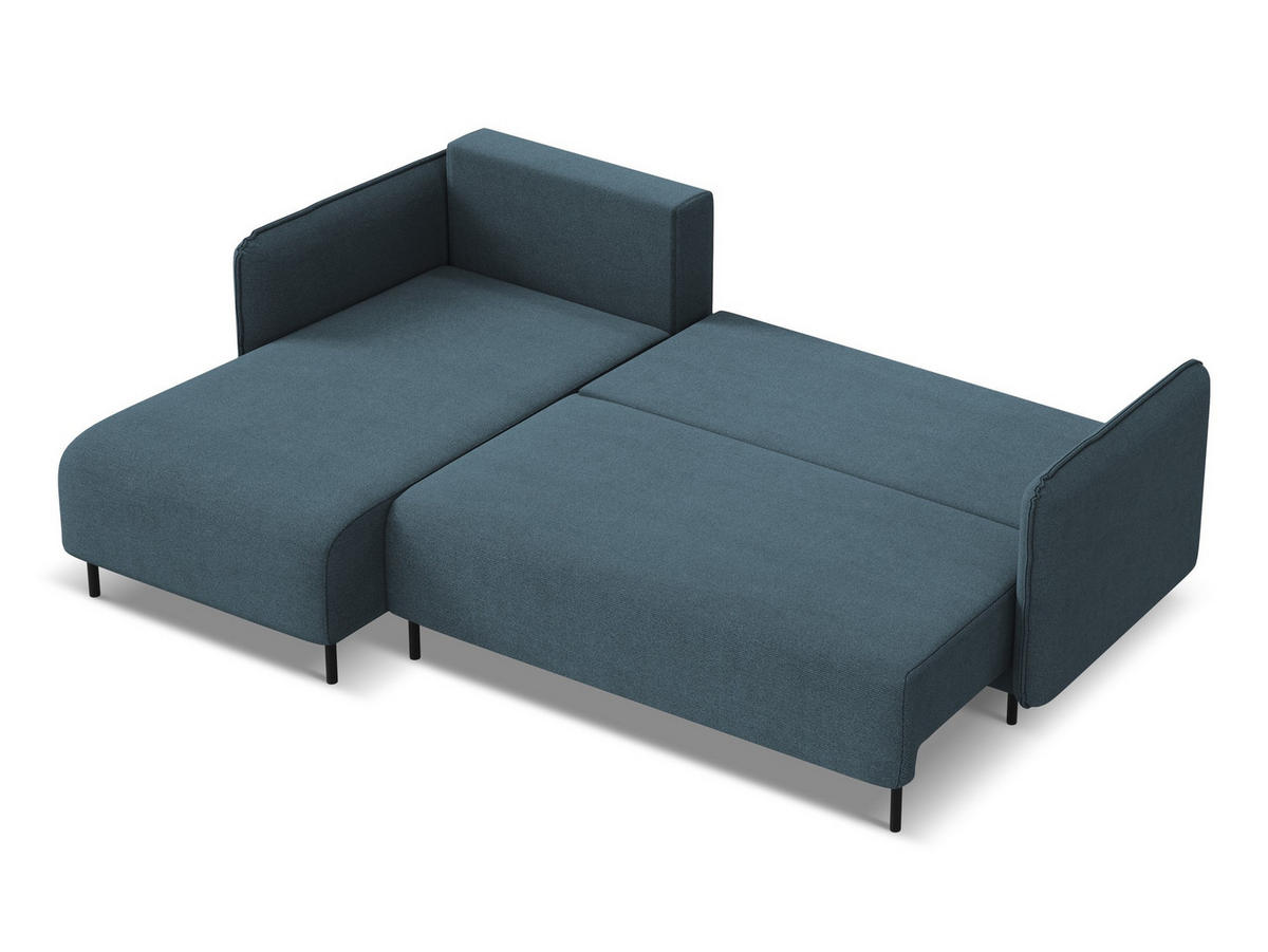 ECKSOFA mit Schlaffunktion Strukturstoff Stoff Blau - Blau/Blaugrau, Holz/Textil (162/236cm) - Makamii