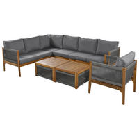 SITZGRUPPE 7-8 Personen Natural & Grau Mit Abnehmbarem Bezug - Naturfarben, Textil - FLIEKS