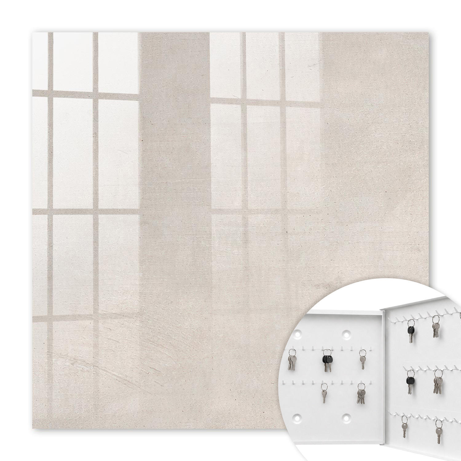 SCHLÜSSELBOX Weiß 30x30 cm – Türöffnung nach rechts - Betonstruktur - Beige, Metall (30/30/5cm) - TULUP