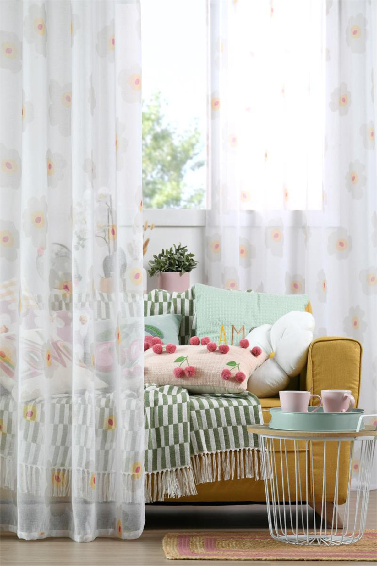 VORHANG Gänseblümchen Sweetlove 140/260 cm - Weiß, Textil (140/260cm)