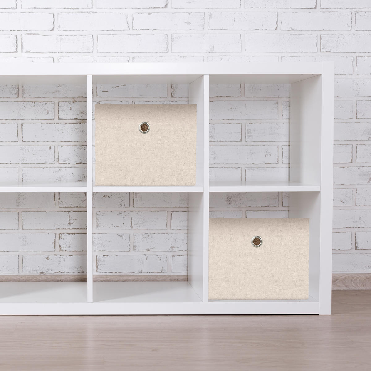 2XAUFBEWAHRUNGSBOX - Beige, Papier/Textil (20.5/16/25cm) - Relaxdays