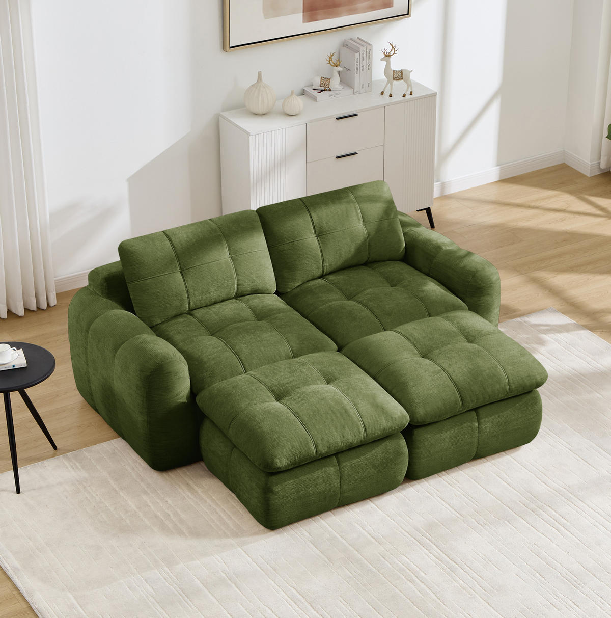 SOFA 194/160/68 cm in Grün mit Chenille-Bezug und ohne Montage - Grün, Textil (160/68/194cm) - Flora Grace