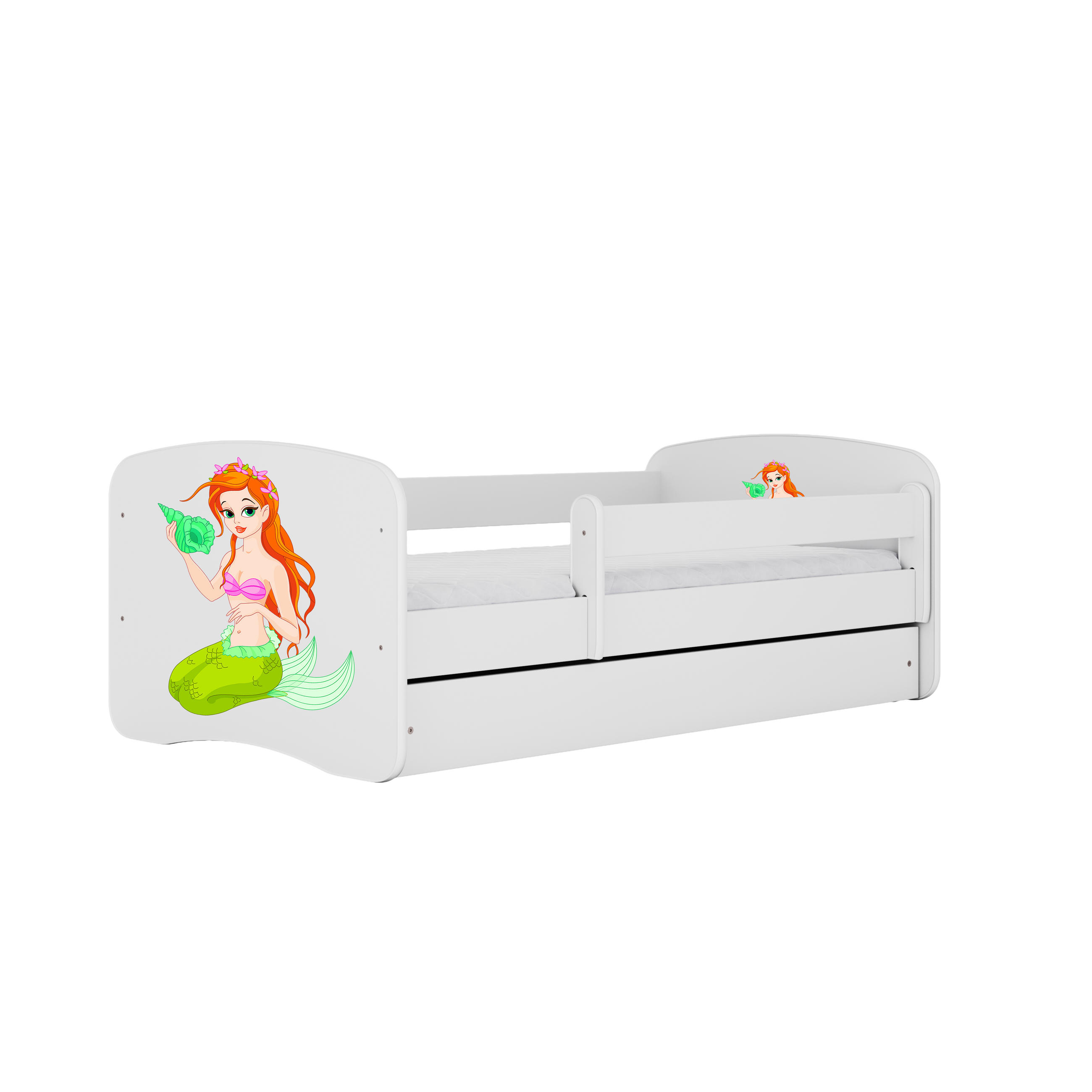 KINDERBETT Meerjungfrau mit Schublade 180/80 90/61/184 - Weiß, Holzwerkstoff (80/180cm) - RAUMHIRSCH FURNITURE