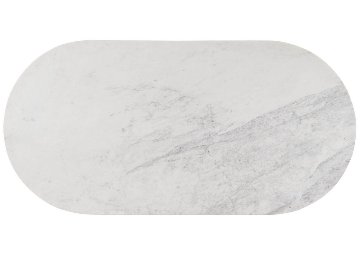 ESSTISCH oval Mango 220x100x76x76 braun lackiert / Marmor weiß BARCELONA #235 - Braun, Holz (100/220/76cm) - Massivmoebel24