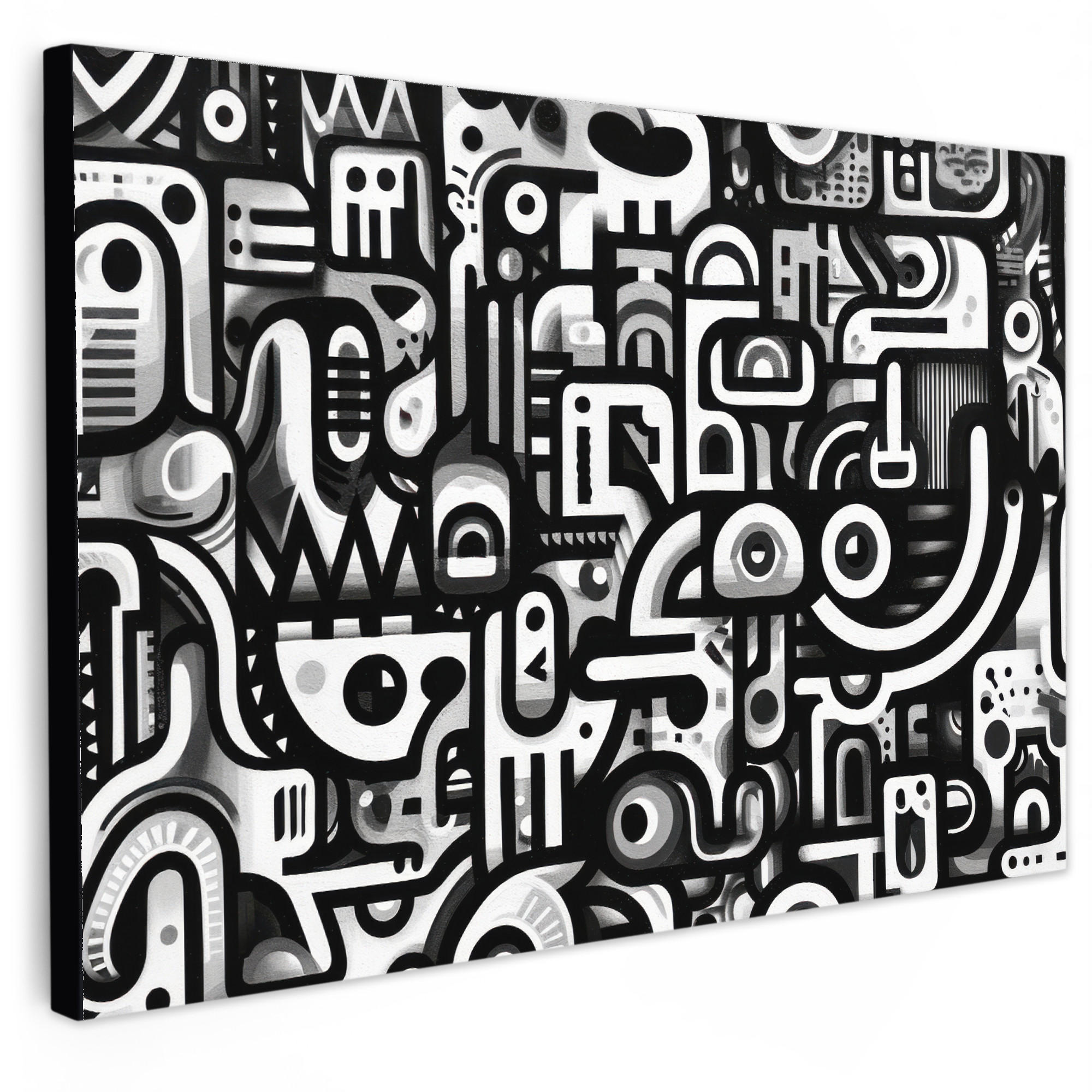 MuchoWow OBRAZ NA PLÁTNĚ Symboly - abstraktní - grafické - černé 30x20 cm
