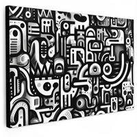 LEINWANDBILD Symbole - Abstrakt - Grafik - Schwarz Deko Schlafzimmer 30x20 cm - Schwarz, Textil (30/20cm) - MuchoWow